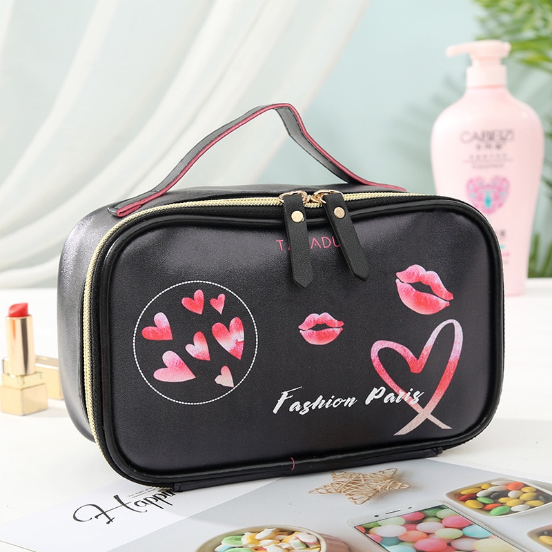 Leather Portable Women Cosmetic Bag