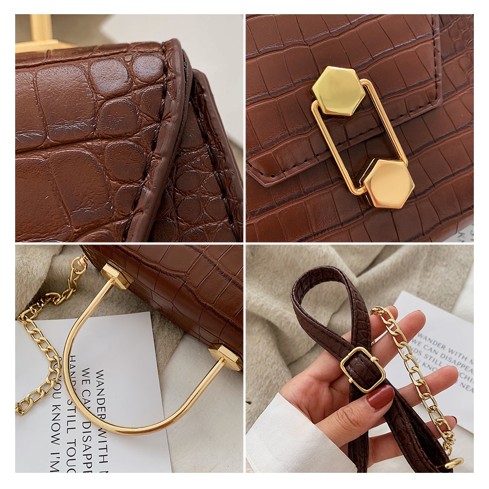 PU Leather Alligator Pattern Female Shoulder Bag