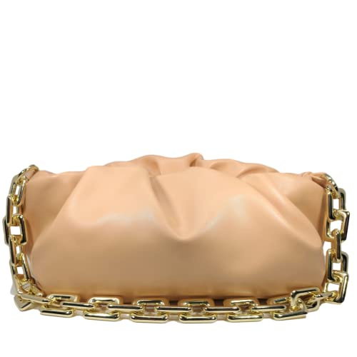 Ruched Chain Link Shoulder Handbag