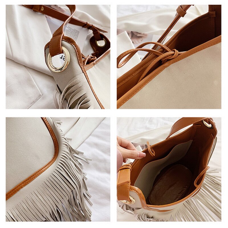 Tassel Bucket Shoulder Bag