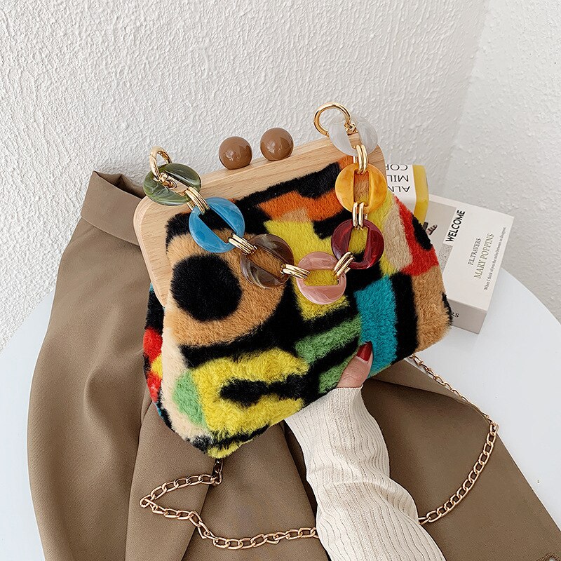 Fur Colorful Women Handbag