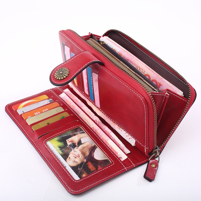 Retro Leather Women's Long Wallet