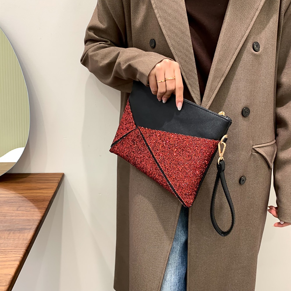 PU Leather Diamond Envelope Bag