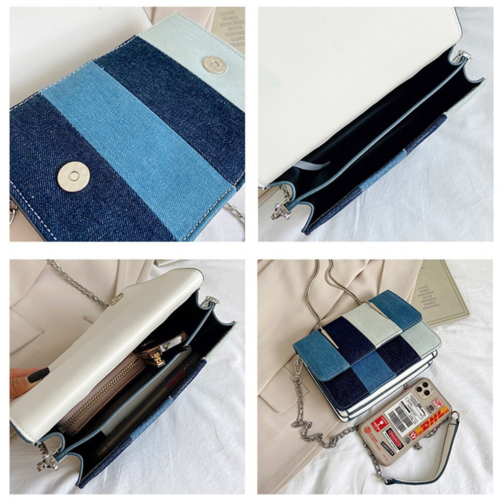 Denim Patchwork Women Shoulder Bag