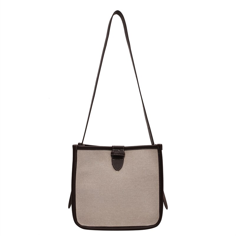 Strip Pattern Canvas Shoulder Bag
