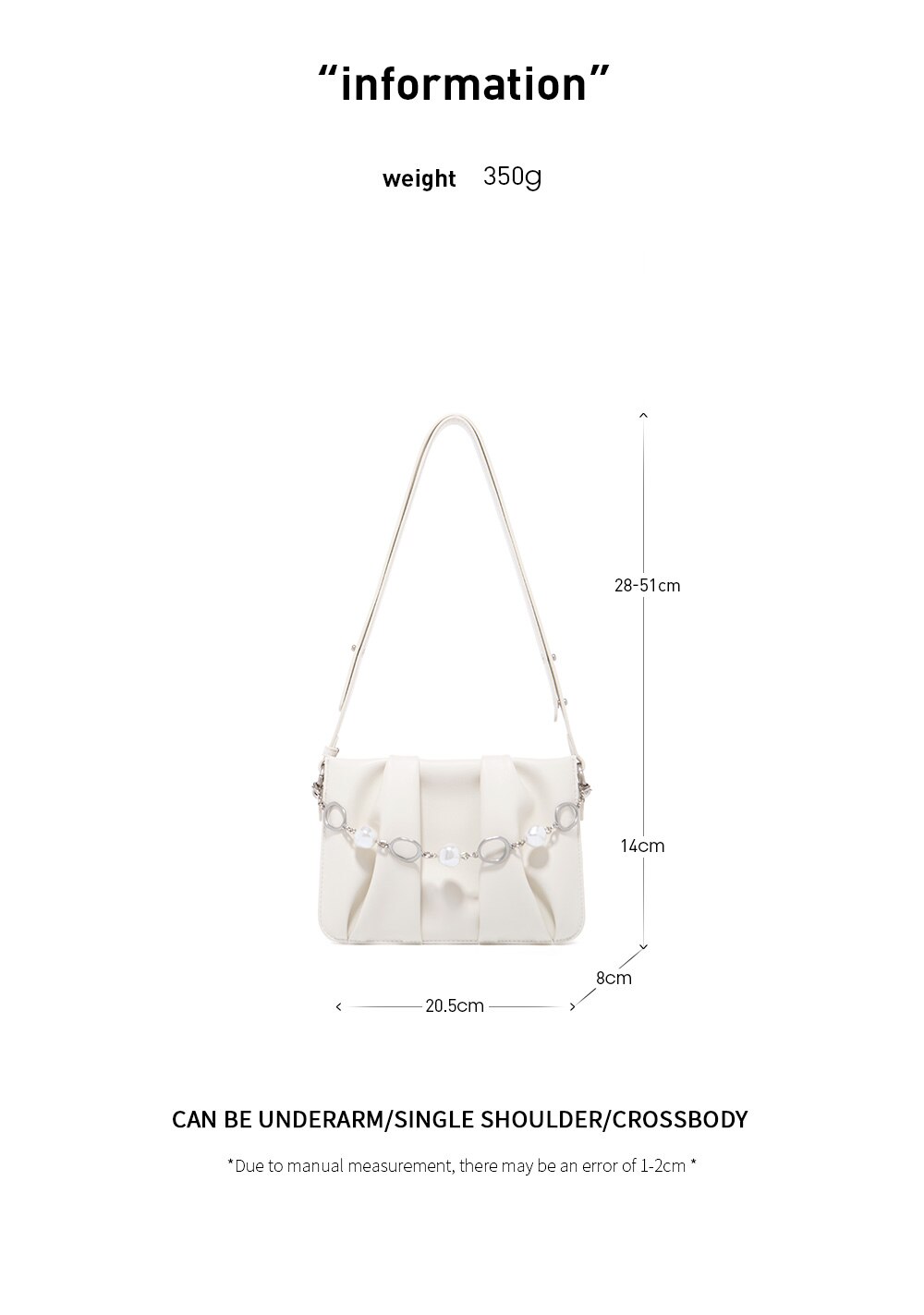 Pleated Shoulder Messenger Handbag