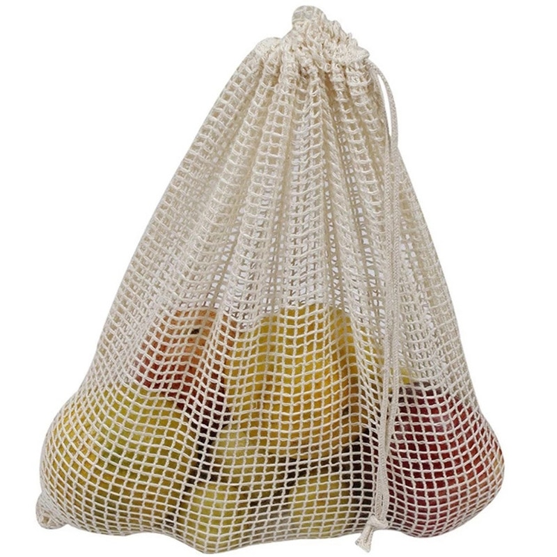 6Pcs Reusable Vegetable Bag Washable Cotton Mesh Bag