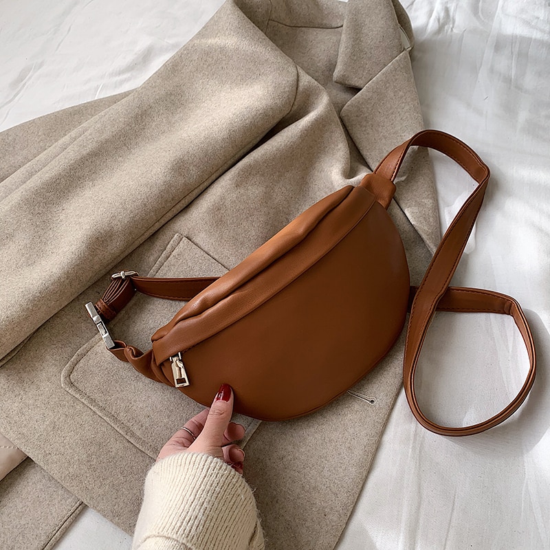 Leather Solid Color Chest Bag