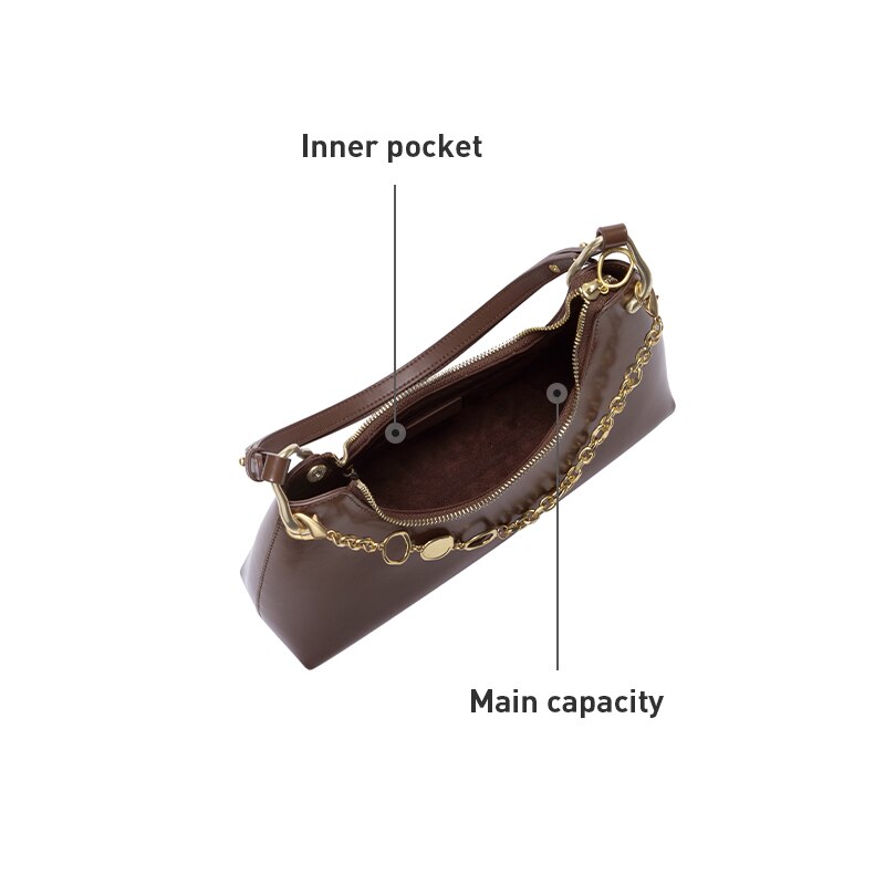 Trendy All-match Chain Underarm Baguette Bag