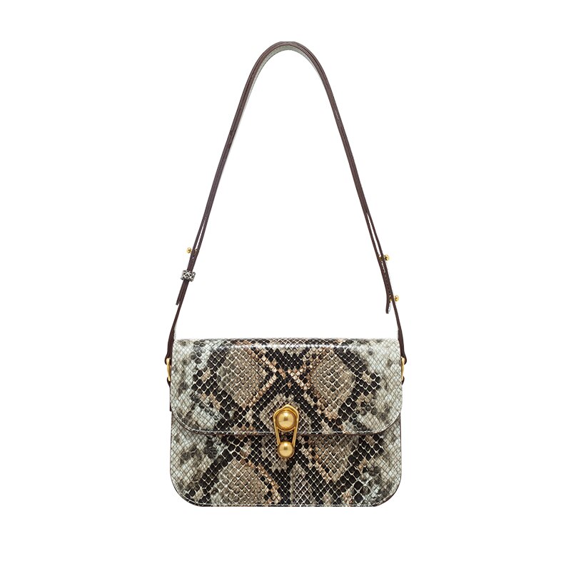 Serpentine Leather Square Bag