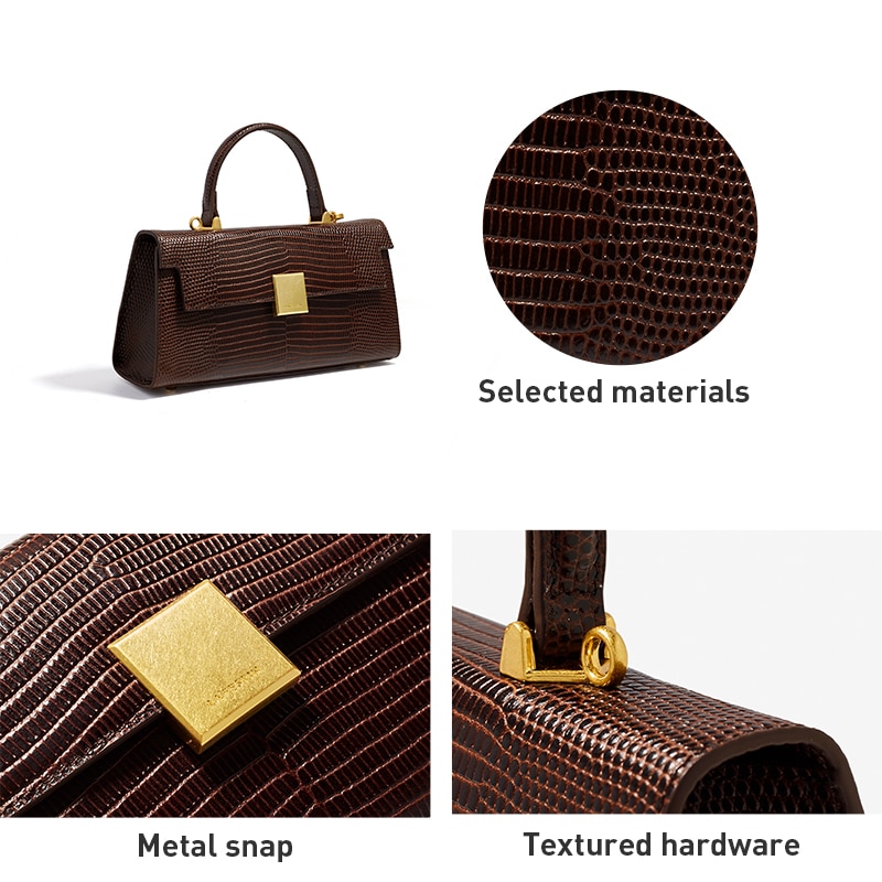 Retro Leather Lizard Pattern One-shoulder Handbag