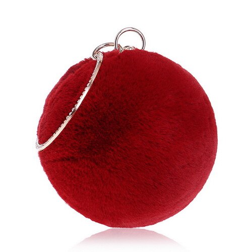 Ball Design Rabbit Fur Evening Bag