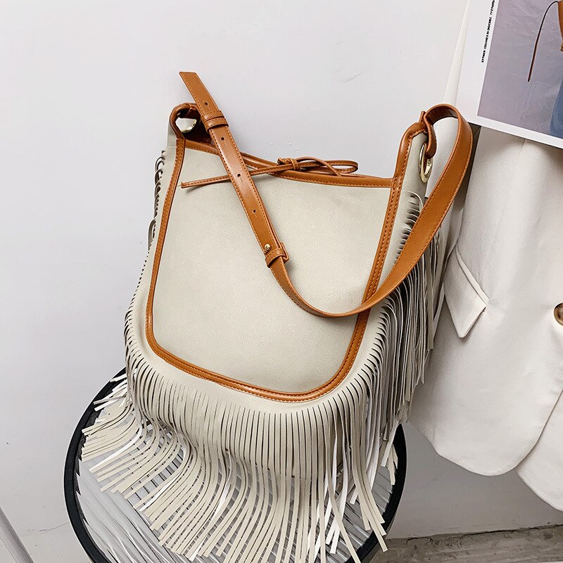 Tassel Bucket Shoulder Bag