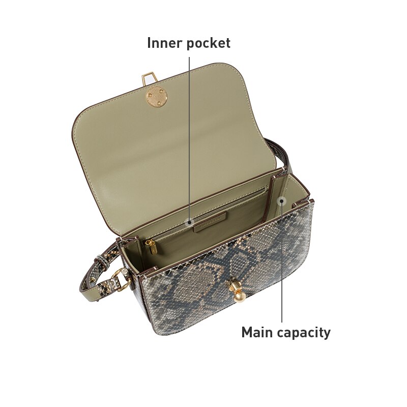 Serpentine Leather Square Bag