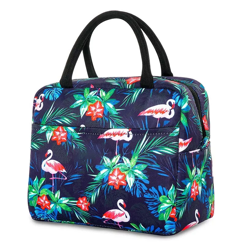 Floral Print Portable Insulation Lunch Bag