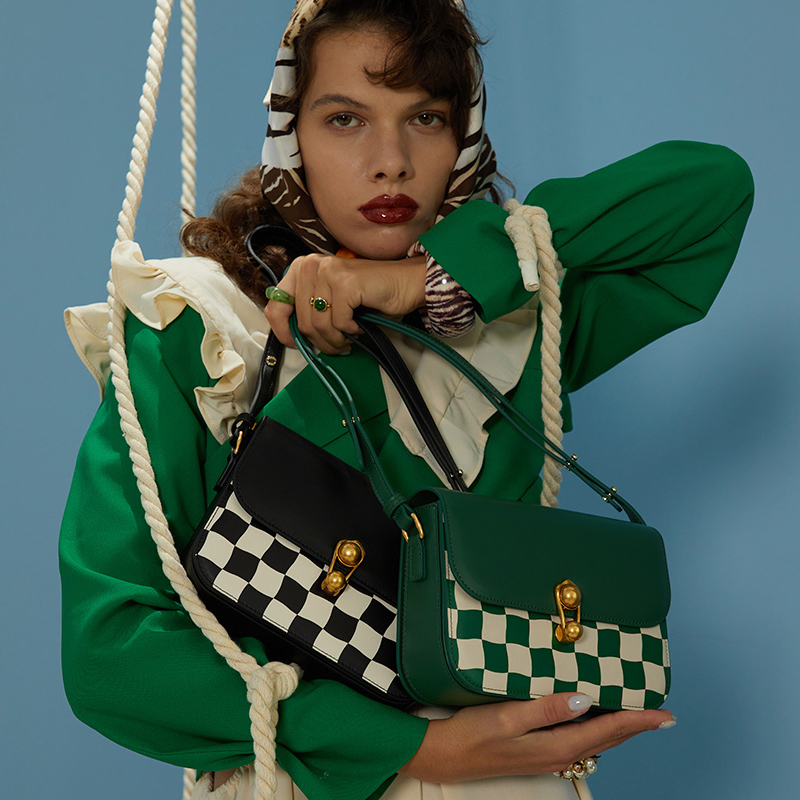 High-end Texture Checkerboard Shoulder Bag