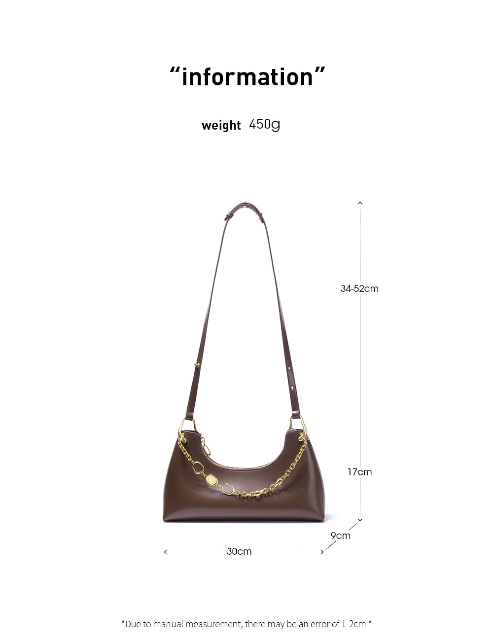 Trendy All-match Chain Underarm Baguette Bag