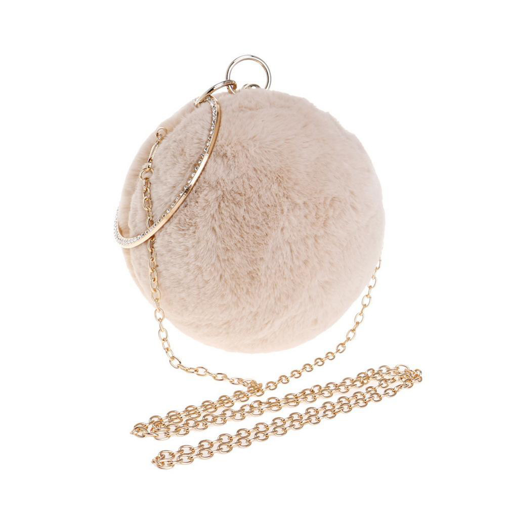 Ball Design Rabbit Fur Evening Bag