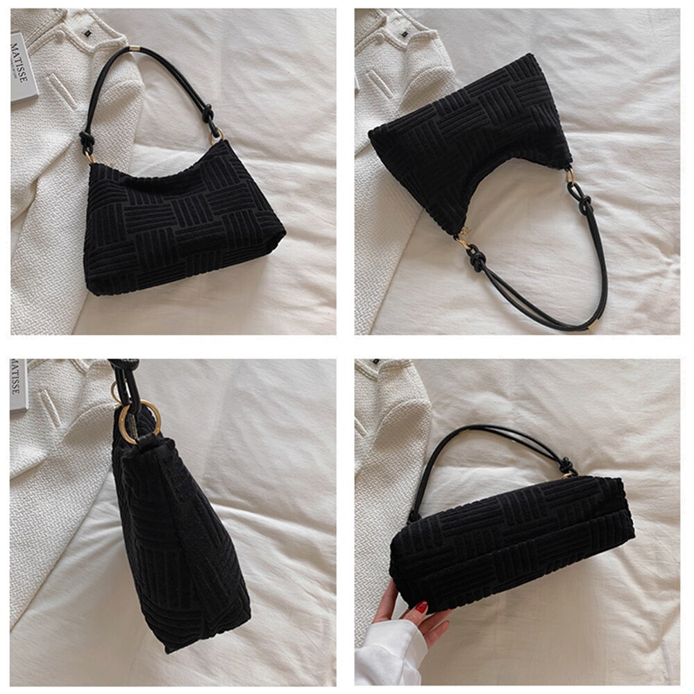 Pack Winter Velvet Ladies Strip Hobo Bag