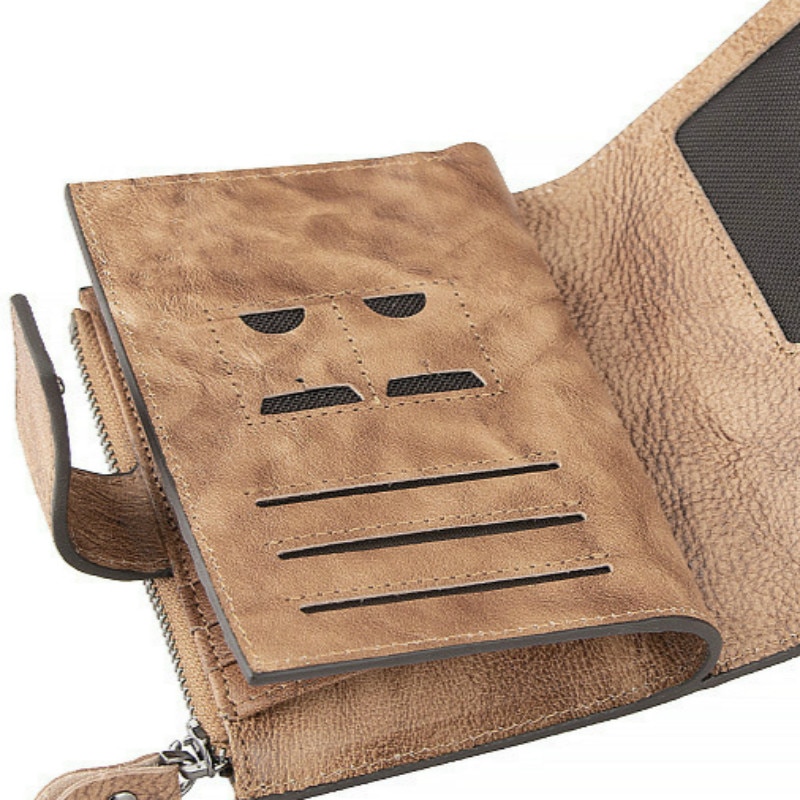 Men's Short Zipper Leather Wallet