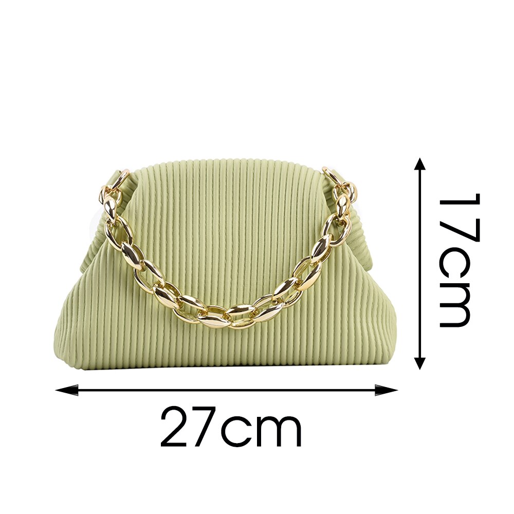 Metal Thick Chain Shoulder Pack Soft Leather Handbag