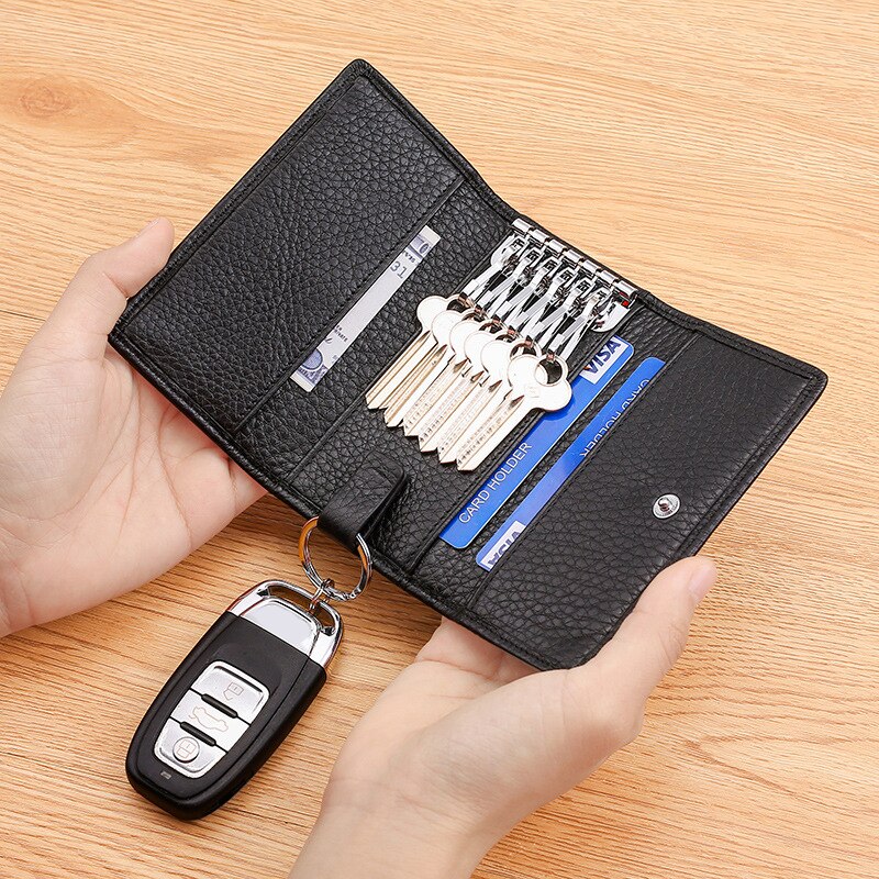 Simple Genuine Leather Unisex Key Wallet