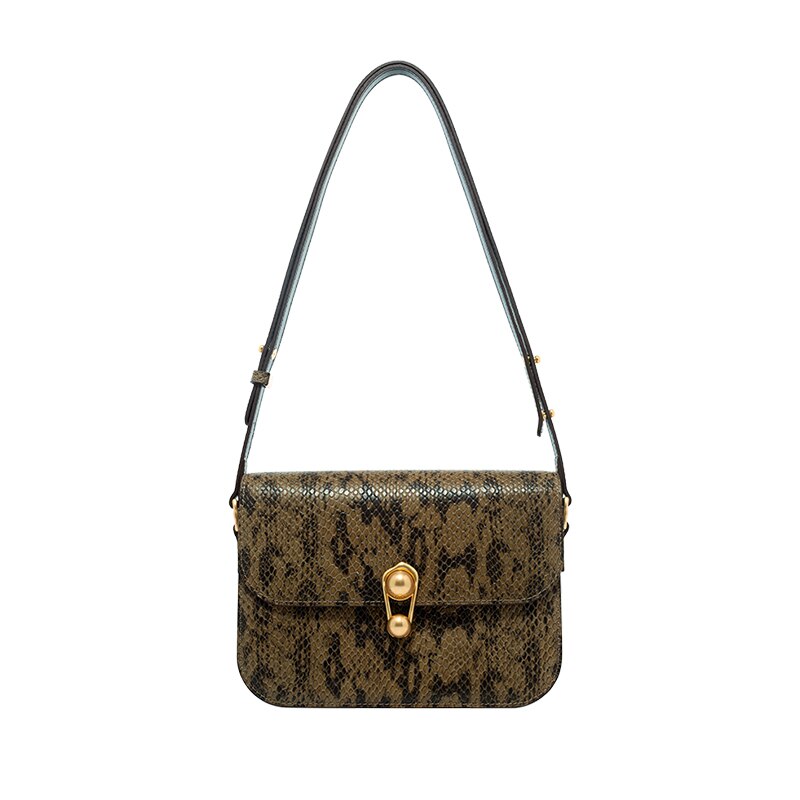 Serpentine Leather Square Bag