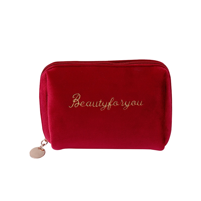 Women Zipper Velvet Make Up Bag