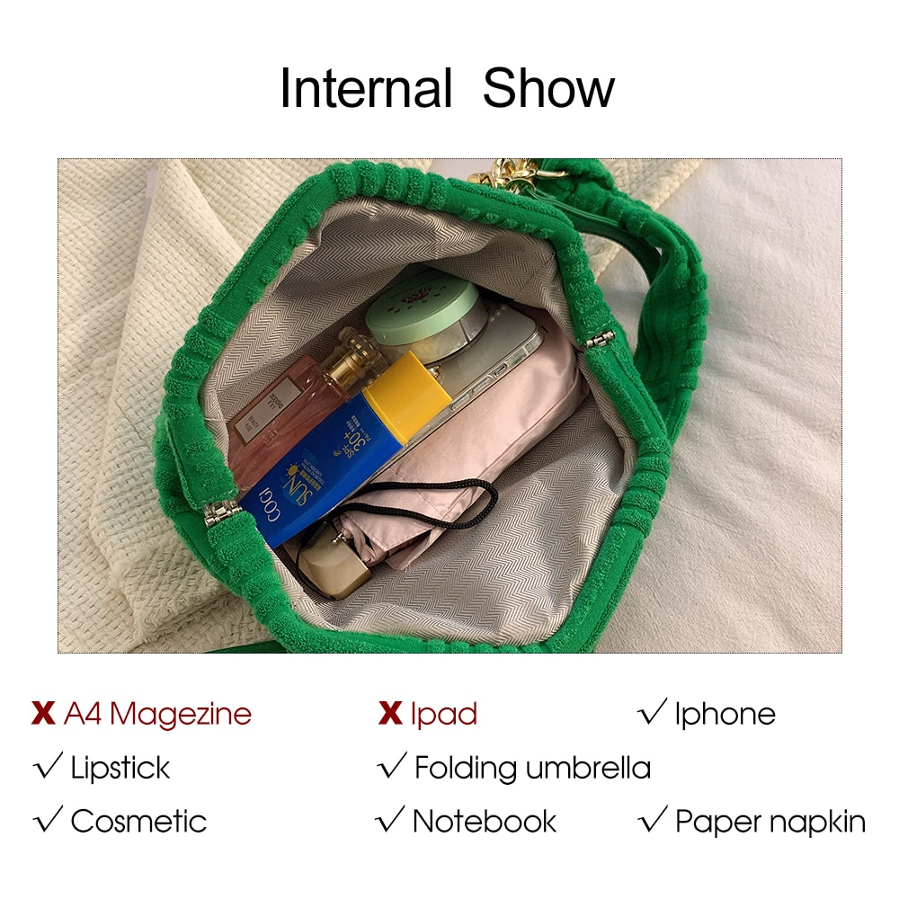 Velvet Single Strip Green Shoulder Bag