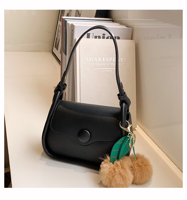 Pompom Leaf Pendant Crossbody Bag