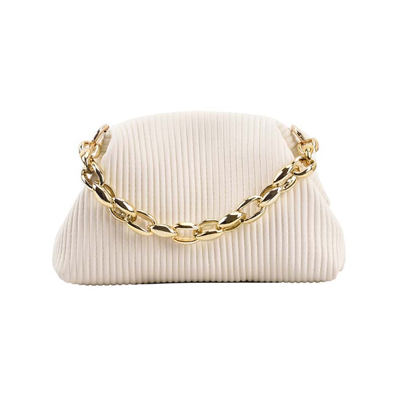 Metal Thick Chain Shoulder Pack Soft Leather Handbag