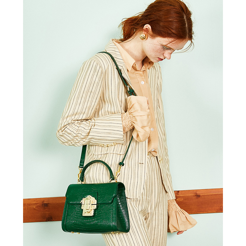 Designer Serpentine Lock Handbag