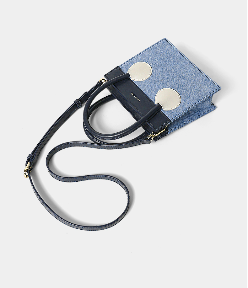 Panelled Genuine Leather Shoulder Crossbody Bag