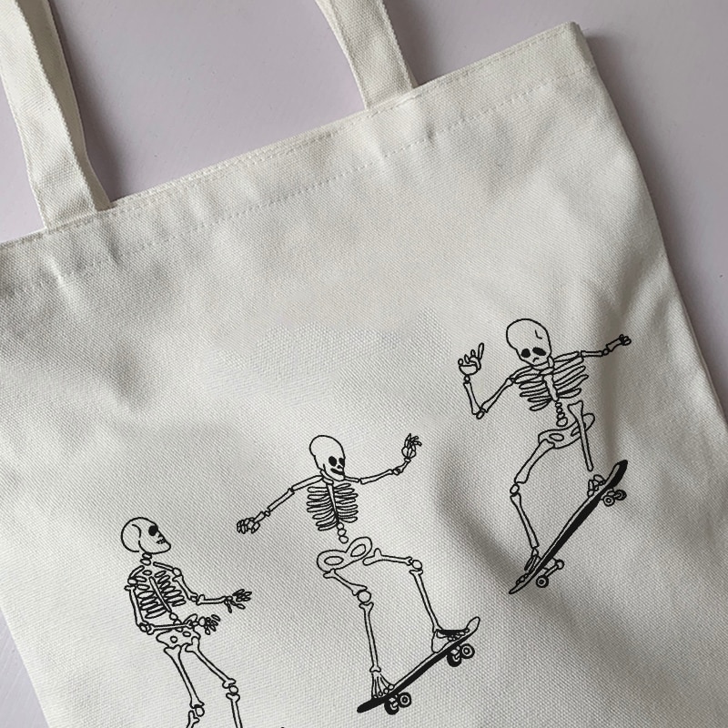 Skeleton on Skateboard Canvas Bag