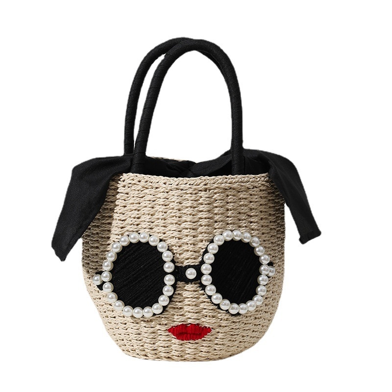Rattan Handbag Cute Cartoon Bucket
