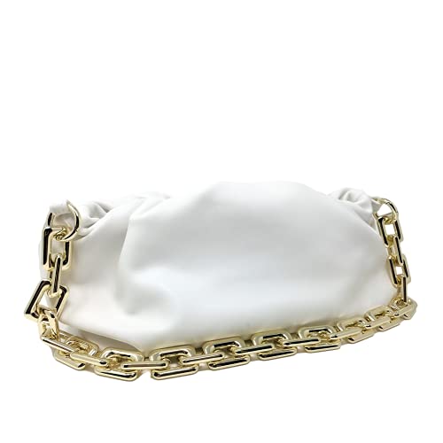 Ruched Chain Link Shoulder Handbag