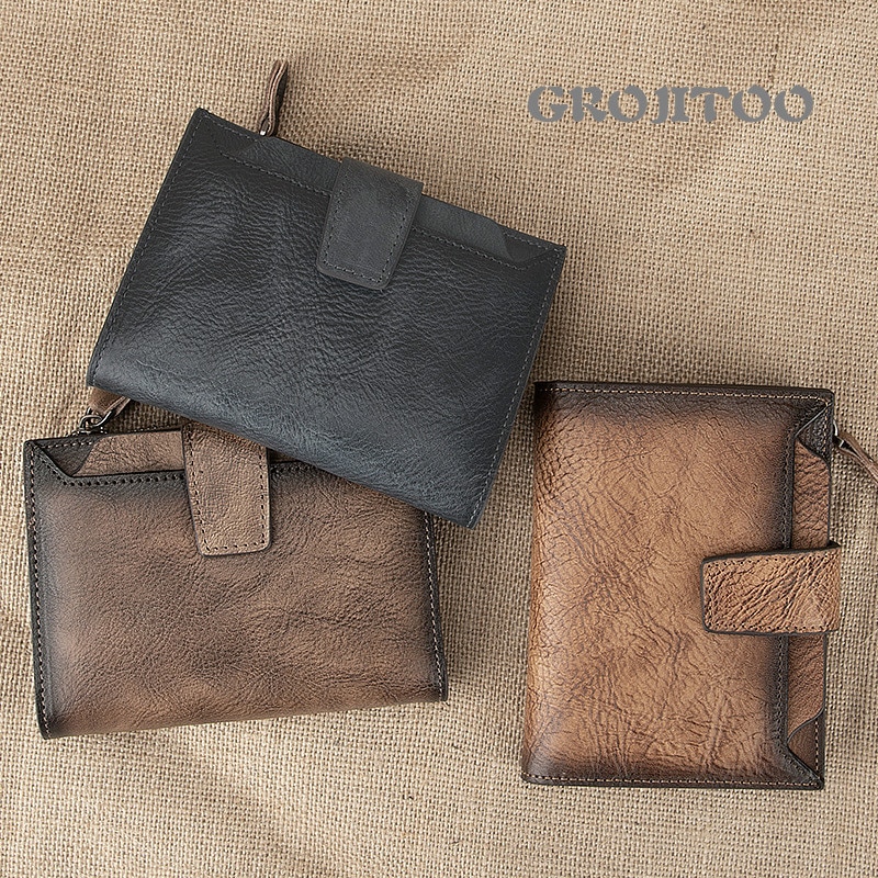 Men's Short Zipper Leather Wallet