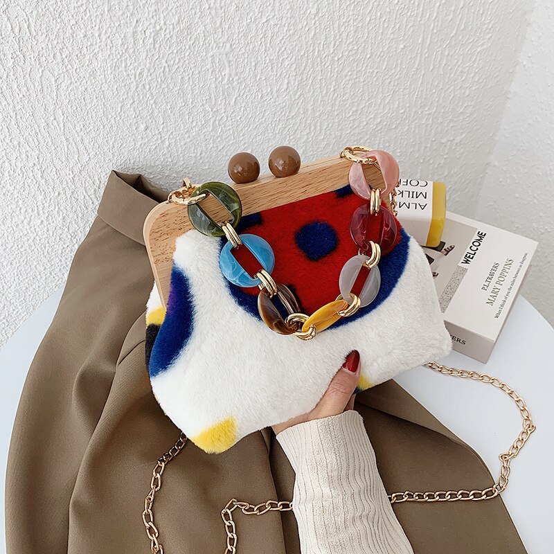Fur Colorful Women Handbag