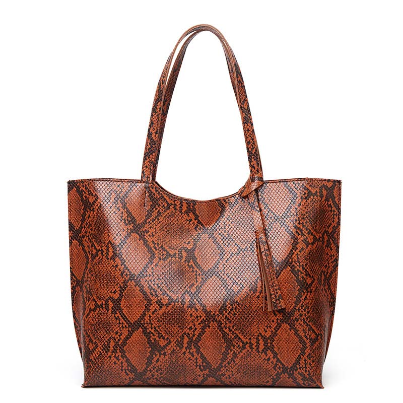 Designer Snake Pattern Big Tote Handbag