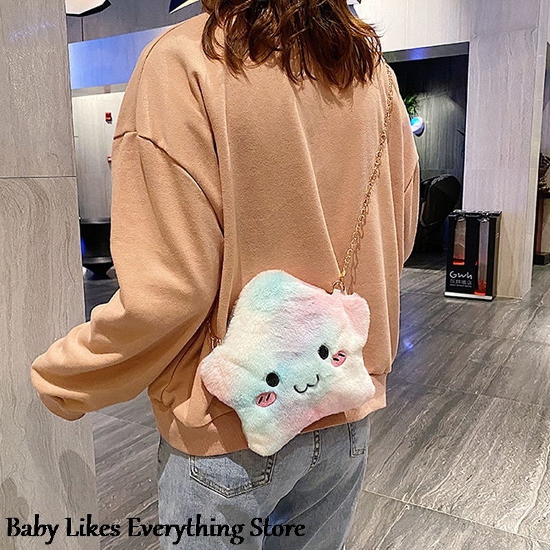 Cute Star Shape Plush Toy Shoulder Bag