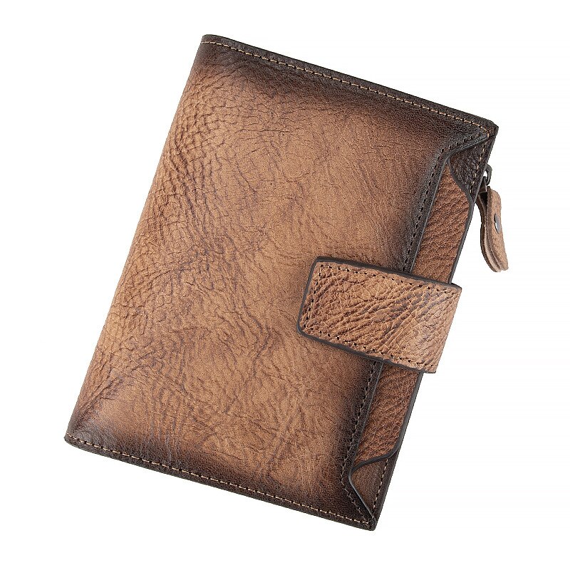 Men's Short Zipper Leather Wallet