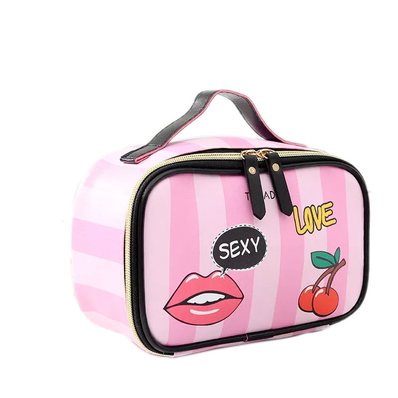 Leather Portable Women Cosmetic Bag