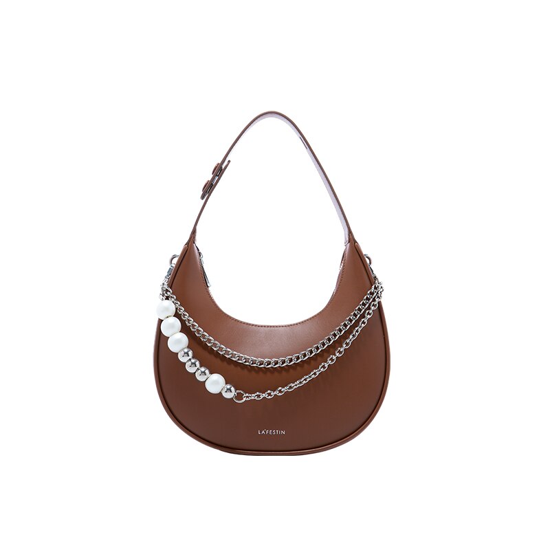 Three-dimensional Metal Pearl Chain Handbag
