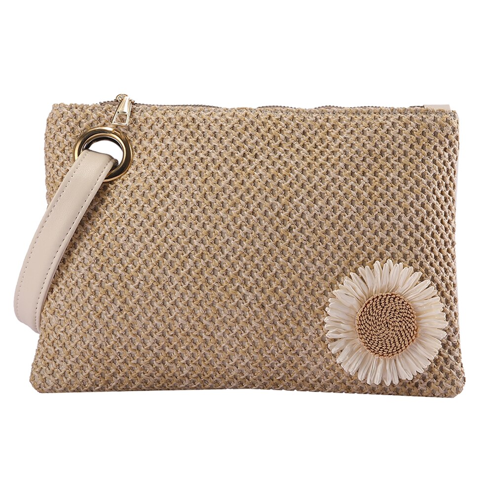 Woven Sunflower Wristlet Bag