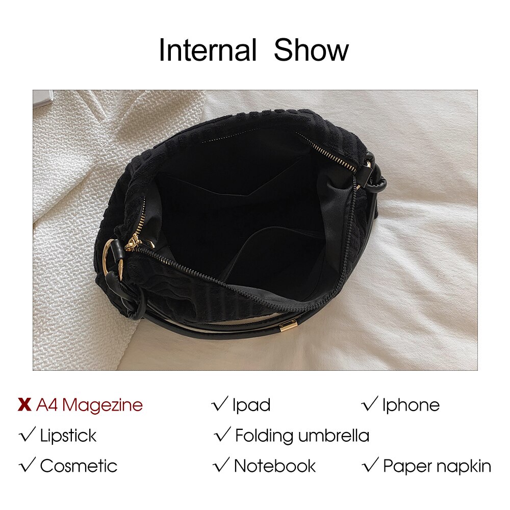 Pack Winter Velvet Ladies Strip Hobo Bag