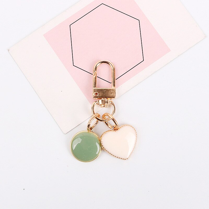 Cute Dripping Oil Round Heart Keychain