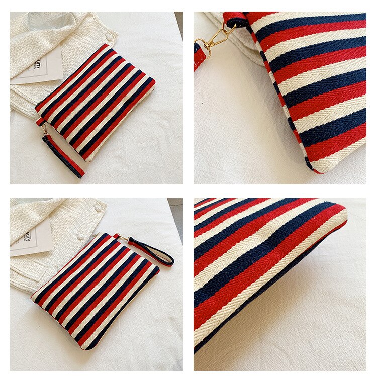 Striped Bags Clutch Canvas