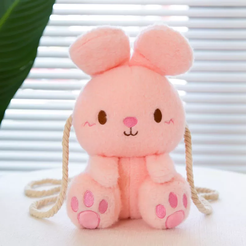 Cartoon cute plush rabbit  shoulder bag