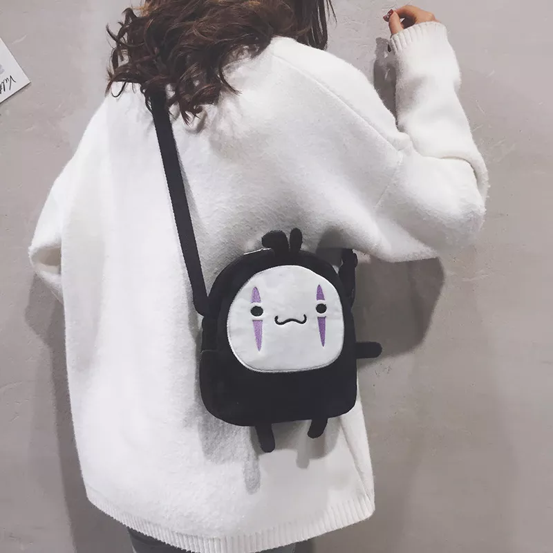 Cute Cartoon No Face Man Plush Bag
