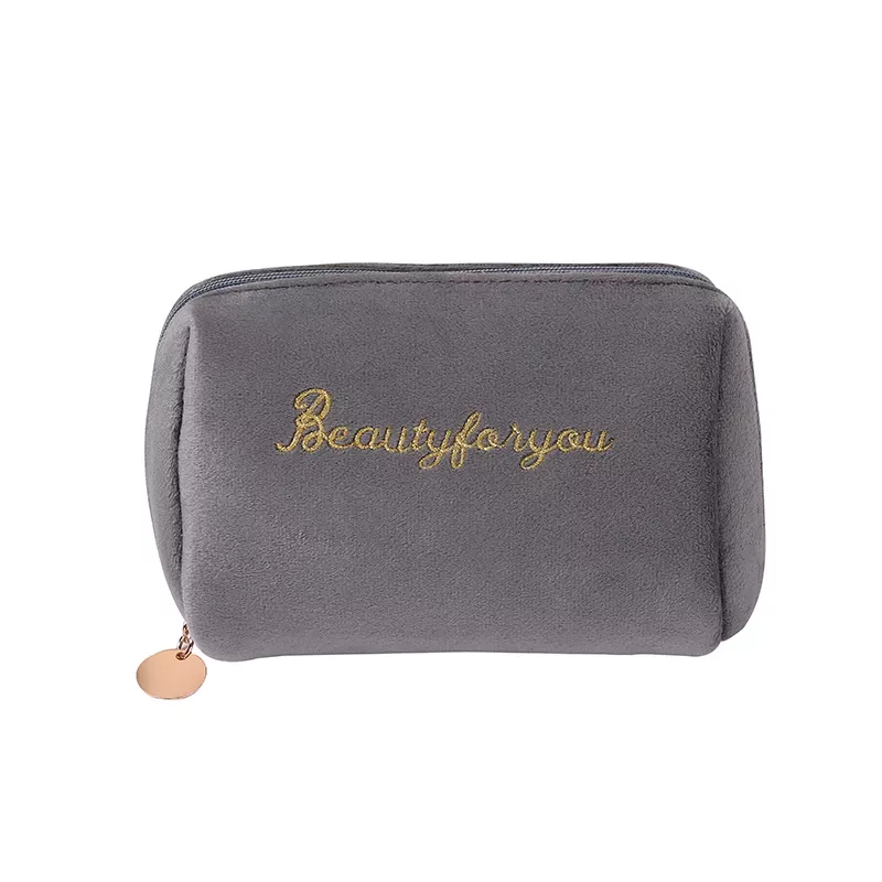 Women Zipper Velvet Make Up Bag